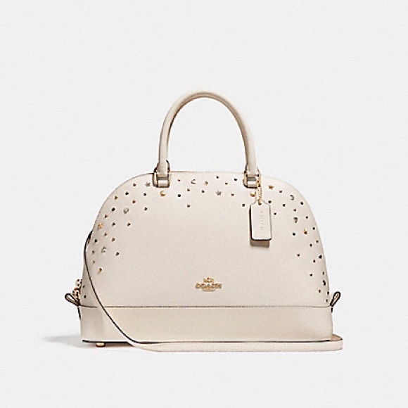 Coach Handbags - New Coach Sierra Stardust Studded Satchel, Chalk Crossgrain Leather